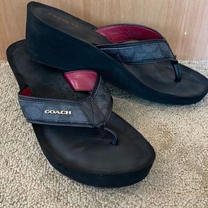 Coach Jolene wedge flip flops, size 9.5.